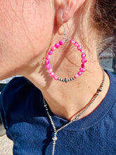 Load image into Gallery viewer, Pink Pearl Hoops With Navajo Pearls