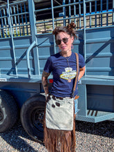 Load image into Gallery viewer, Brown & White Cowhide Fringe Purse