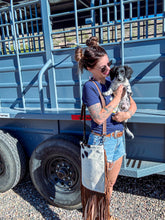 Load image into Gallery viewer, Brown & White Cowhide Fringe Purse