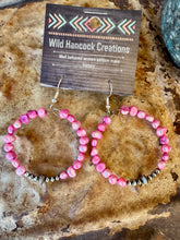 Load image into Gallery viewer, Pink Pearl Hoops With Navajo Pearls