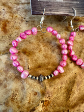 Load image into Gallery viewer, Pink Pearl Hoops With Navajo Pearls