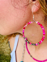 Load image into Gallery viewer, Navajo Pearl & Pink Jade Hoops