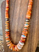Load image into Gallery viewer, Gigantic Orange Spiny Oyster Necklace With Turquoise Nuggets