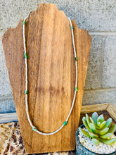 Load image into Gallery viewer, Oyster Shell Necklace With Green Turquoise Nuggets
