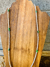 Load image into Gallery viewer, Oyster Shell Necklace With Green Turquoise Nuggets