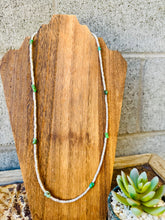 Load image into Gallery viewer, Oyster Shell Necklace With Green Turquoise Nuggets