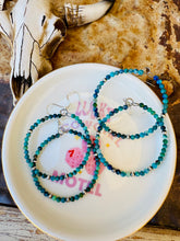 Load image into Gallery viewer, Chrysocolla Hoop Earrings With Navajo Pearls