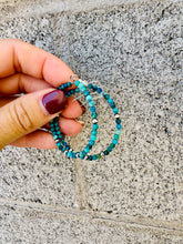 Load image into Gallery viewer, Chrysocolla Hoop Earrings With Navajo Pearls