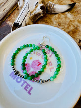 Load image into Gallery viewer, Green Jade Hoop Earrings With Navajo Pearls