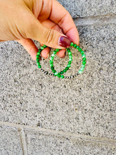 Load image into Gallery viewer, Green Jade Hoop Earrings With Navajo Pearls