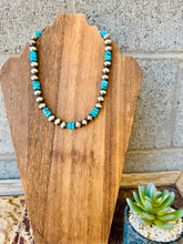 Load image into Gallery viewer, 10MM Navajo Pearls With 10MM Kingman Turquoise