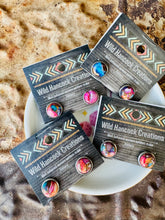 Load image into Gallery viewer, Bubble Gum Genuine Turquoise & Jade Stud Earrings