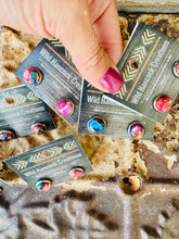 Load image into Gallery viewer, Bubble Gum Genuine Turquoise & Jade Stud Earrings