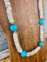 Load image into Gallery viewer, Rondelle Bone And XL Turquoise With 6MM Navajo Pearls