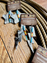 Load image into Gallery viewer, Cowhide Earrings, Bolts, Stars & Tag Earrings