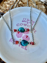 Load image into Gallery viewer, Turquoise & Navajo Pearl & Orange Spiny Oyster Choker