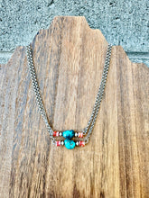 Load image into Gallery viewer, Turquoise & Navajo Pearl & Orange Spiny Oyster Choker