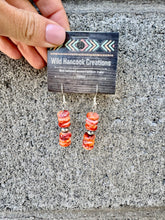 Load image into Gallery viewer, Orange Spiny Oyster Earrings With Navajo Pearls