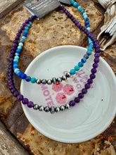 Load image into Gallery viewer, Blue Agate & Amethyst With Navajo Pearls Chokers