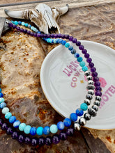 Load image into Gallery viewer, Blue Agate & Amethyst With Navajo Pearls Chokers