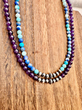Load image into Gallery viewer, Blue Agate & Amethyst With Navajo Pearls Chokers