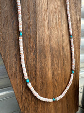 Load image into Gallery viewer, 4MM Shell Long Necklace With Turquoise