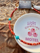Load image into Gallery viewer, Orange Spiny Oyster Necklace With Turquoise & Navajo Pearls