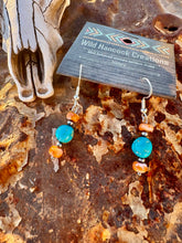 Load image into Gallery viewer, Sleeping Beauty Turquoise Earrings with Spiny Oyster