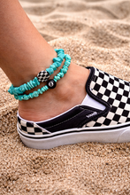 Load image into Gallery viewer, Turquoise Anklet With 8 Ball &amp; Checkers
