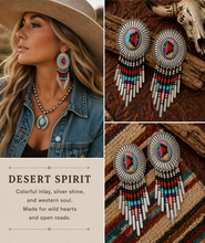 Load image into Gallery viewer, Mosaic Southwestern Concho Fringe Earrings
