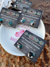 Load image into Gallery viewer, White Buffalo And Turquoise Stud Earrings
