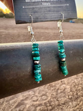Load image into Gallery viewer, Genuine Blue Green Rondelle Turquoise Earrings
