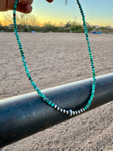 Load image into Gallery viewer, 4MM Genuine Turquoise Necklace With Center Navajo Pearls
