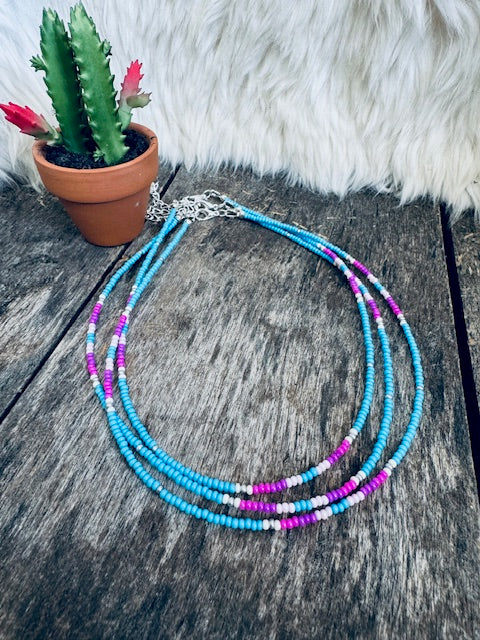 Neon Cowgirl Seed Bead Choker