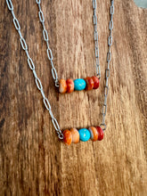 Load image into Gallery viewer, XL Spiny Oyster Turquoise Bar Choker
