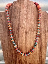 Load image into Gallery viewer, 10mm Orange Spiny Oyster Necklace with Turquoise Nuggets
