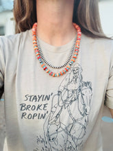 Load image into Gallery viewer, 10mm Orange Spiny Oyster Necklace with Turquoise Nuggets
