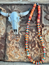 Load image into Gallery viewer, 10mm Orange Spiny Oyster Necklace with Turquoise Nuggets
