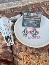 Load image into Gallery viewer, Santa Fe Sterling Silver Turquoise Dangle Earrings
