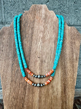 Load image into Gallery viewer, Classic Southwestern Style Necklace - Turquoise + Spiny + Navajo Pearls
