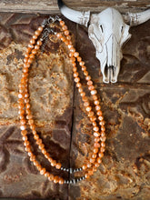 Load image into Gallery viewer, Orange Fresh Water Pearls With Navajo Pearls
