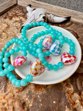 Load image into Gallery viewer, Aqua Agate &amp; Checkered Hearts Bracelet
