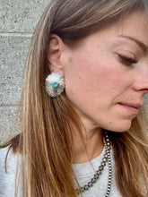 Load image into Gallery viewer, Large Concho Statement Earrings With Turquoise Center
