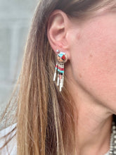 Load image into Gallery viewer, Southwestern Inlay Fringe Stud Earrings
