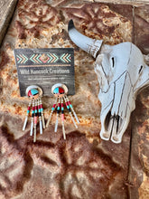 Load image into Gallery viewer, Southwestern Inlay Fringe Stud Earrings
