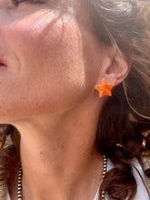 Load image into Gallery viewer, Jumbo Orange Spiny Oyster Star Earrings
