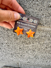 Load image into Gallery viewer, Jumbo Orange Spiny Oyster Star Earrings
