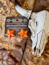 Load image into Gallery viewer, Jumbo Orange Spiny Oyster Star Earrings
