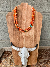 Load image into Gallery viewer, Orange Spiny Oyster Chip Necklace + Turquoise
