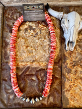 Load image into Gallery viewer, 12MM Red Spiny Oyster Necklace With Navajo Pearl Center
